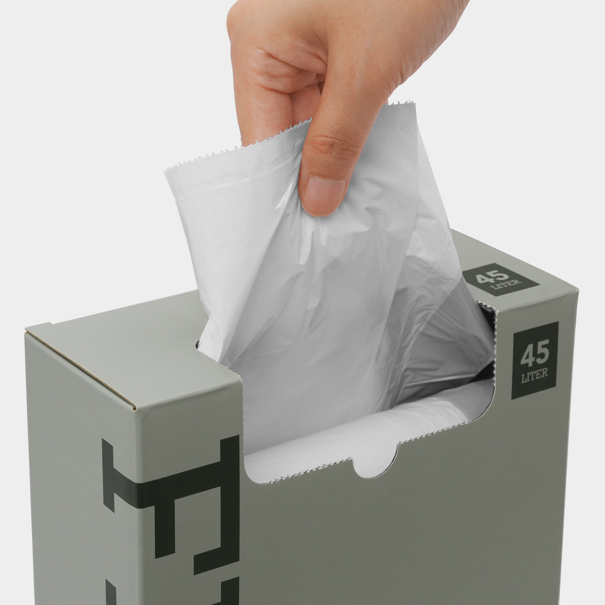 ひも付きゴミ袋 つるつるタイプ 乳白色 45L